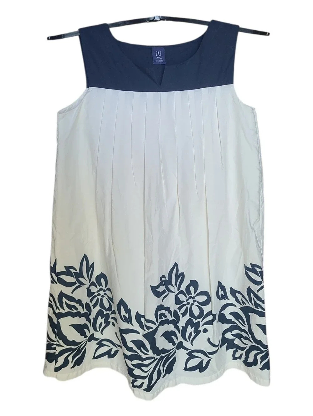 GAP Kids Blue White Floral Pleated Dress Lined Cotton Size XXL 14-16